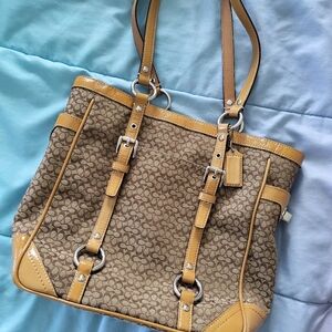 Coach Signature Brown and Tan Tote Bag